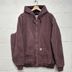 Carhartt Maroon Hooded Work Jacket